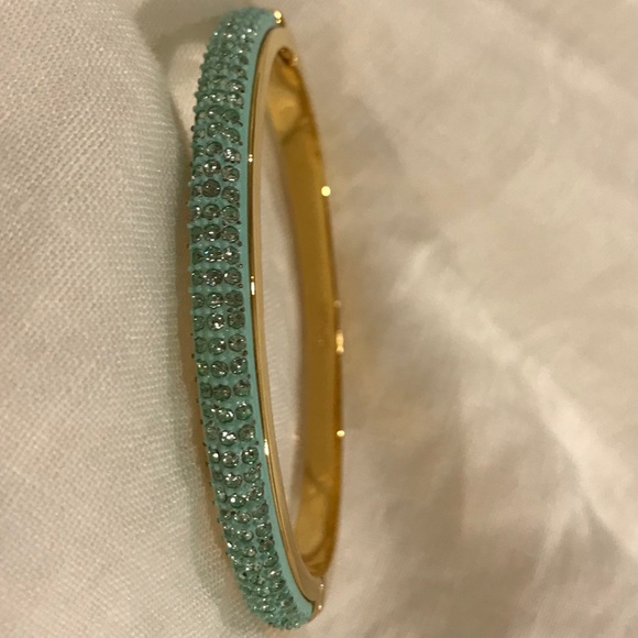 J Crew Gold/Aqua Crystal Bangle - Picture 2 of 4